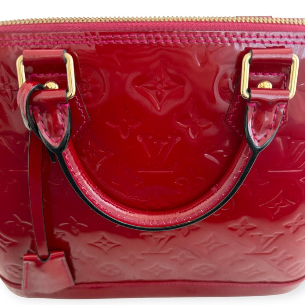 Authentic Dark Red Louis Vuitton Vernis Alma PM Pomme D’Amour Bag - Picture 11 of 15